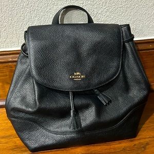 Black Coach back pack, gold details, mini back pack